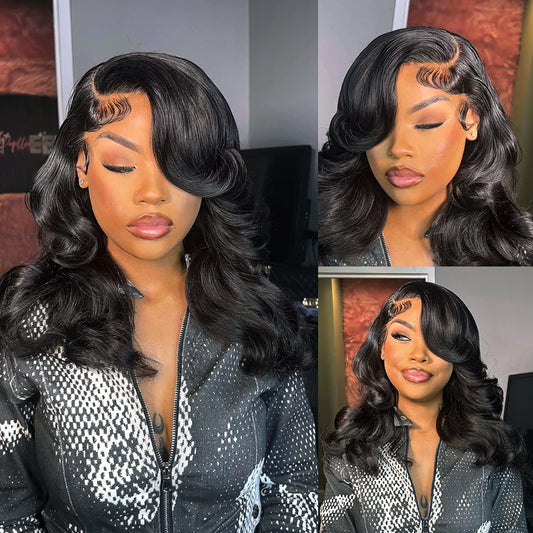 Body Wave Short Bob 250% 13x4 13x6 Transparent Lace Frontal Human Hair Wigs Water Wave 5x5 Closure Wig For Women