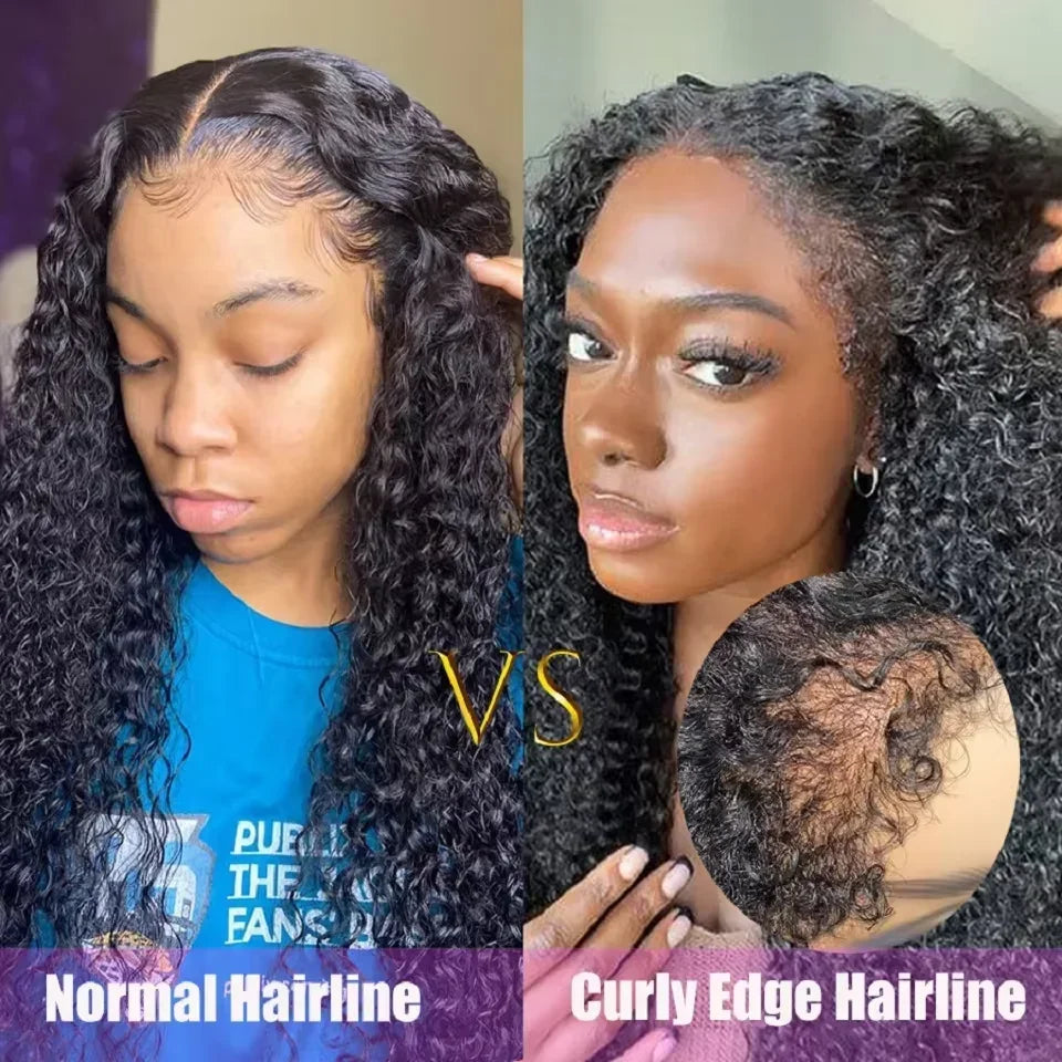 Kinky Curly 4C Edges Curly Baby Hair Lace Wigs Human Hair 13x6 HD Lace Frontal Wig Afro Curly 13x4 Lace Front Human Hair Wigs